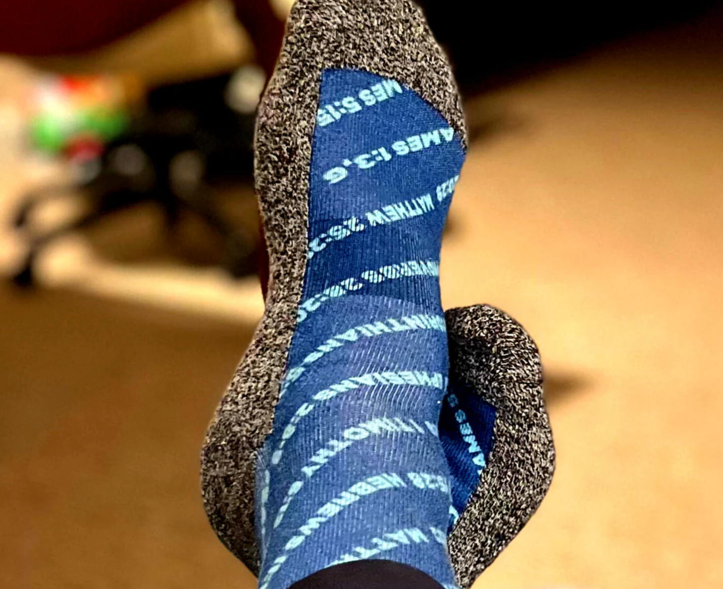 Christian baptism socks with Bible verse design