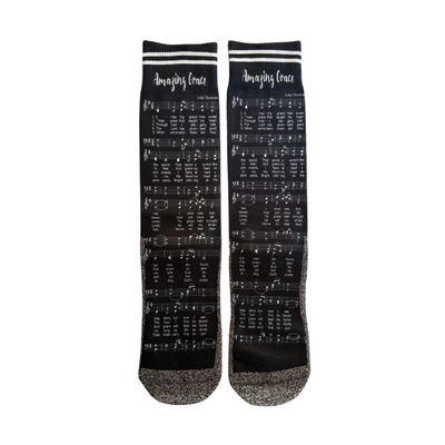 Amazing Grace Hymn Bible verse crew socks by BibleSocks, view 1