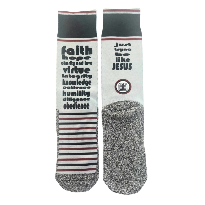 Scripture Socks Just Tryna Be Like Jesus - Bible Verse Crew Socks – BibleSocks
