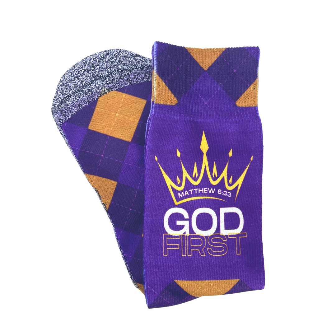 Scripture Socks God First (Matthew 6:33) - Bible Verse Crew Socks – BibleSocks