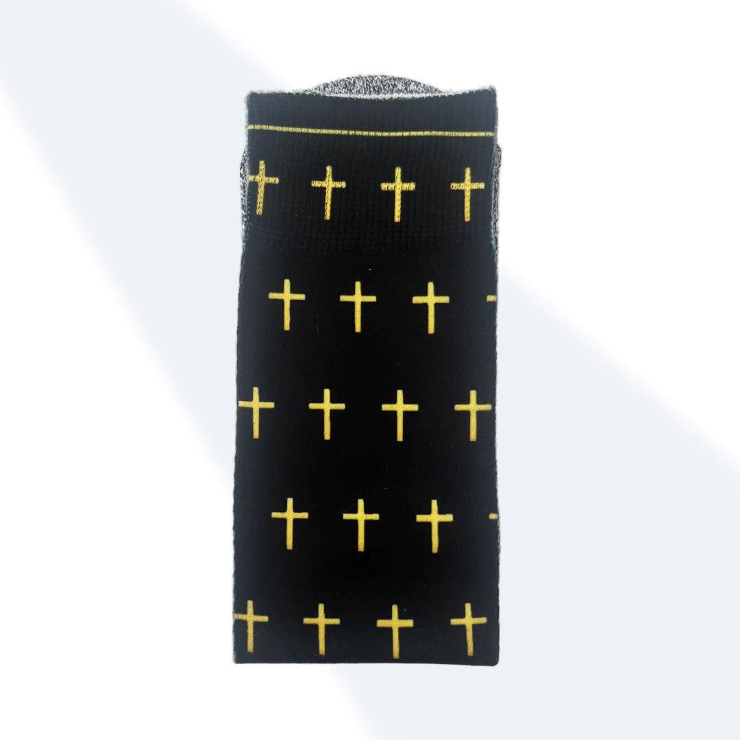 The Black and Gold Crosses - Bible Verse Crew Socks
