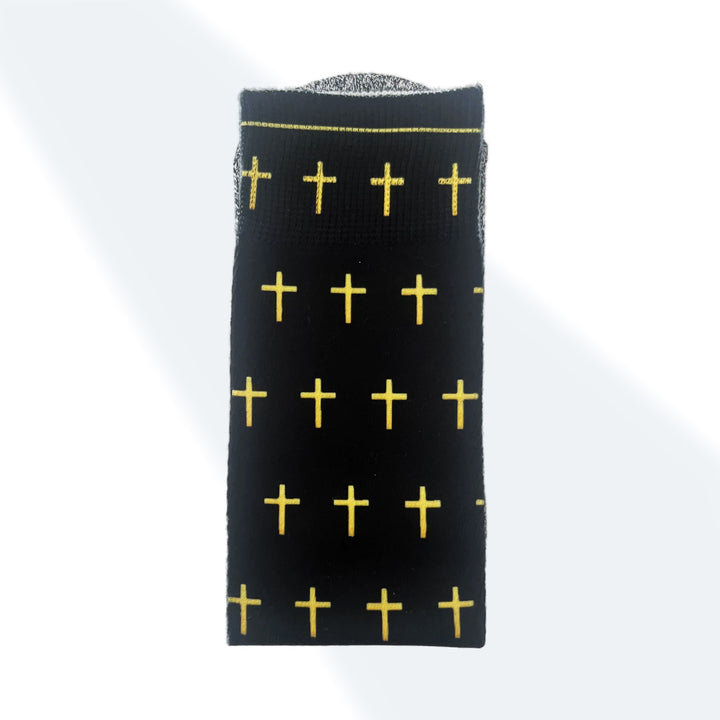 The Black and Gold Crosses - Bible Verse Crew Socks