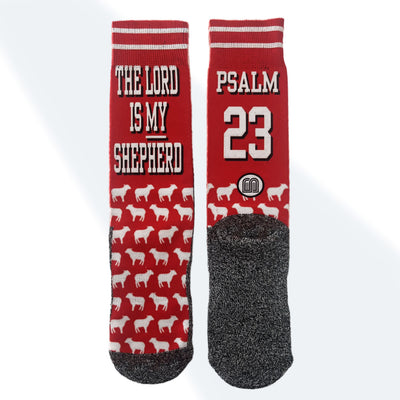 The Shepherd's Psalm (Psalm 23) Bible verse crew socks by BibleSocks, view 1