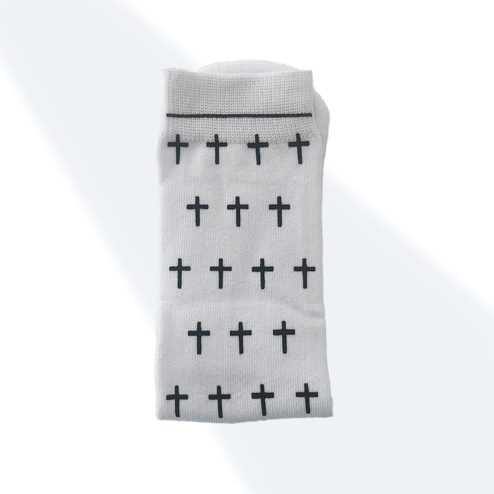 The White and Black Crosses - Faith-Inspired Crew Socks