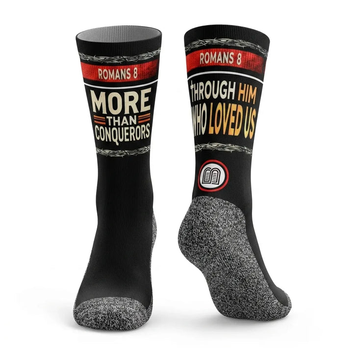 More Than Conquerors (Romans 8) - Bible Verse Crew Socks