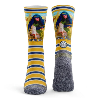 The Ruths Bible verse crew socks by BibleSocks, view 1