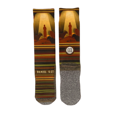 Daniel and the lions' den Bible themed scripture socks by BibleSocks